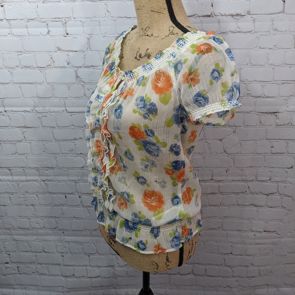 Forever 21 Sheer Floral Shirt Small - Picture 2 of 7